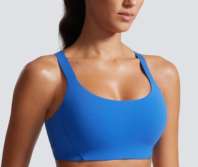 CRZ YOGA Butterlift Womens Racerback Padded Sports Bras - Medium Impact Scoop Neck Adjustable Straps Gym Workout Top